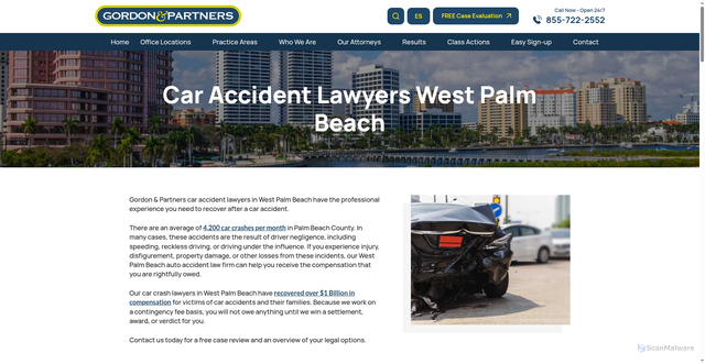 Security scan screenshot of https://www.fortheinjured.com/car-accident-lawyers-west-palm-beach/