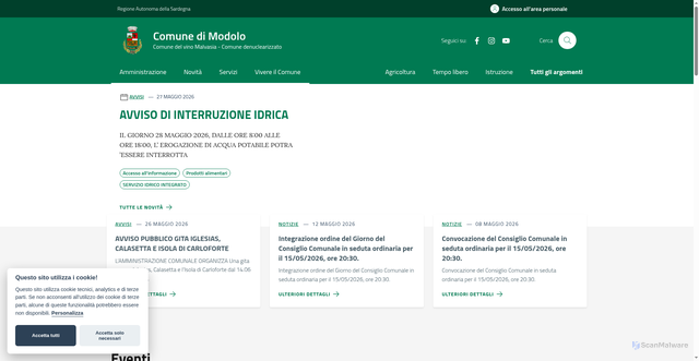 Security scan screenshot of https://www.comune.modolo.or.it