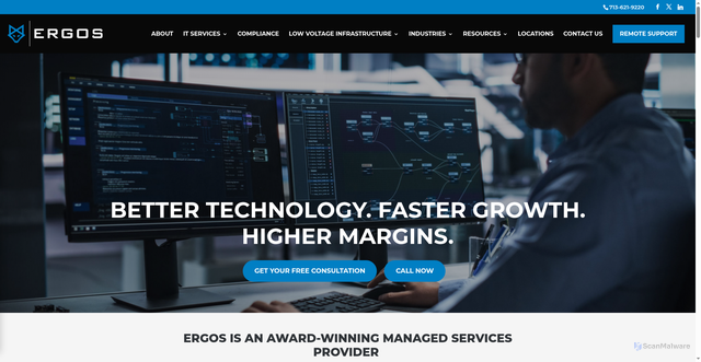 Security scan screenshot of https://ergos.com