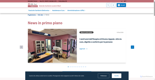 Security scan screenshot of https://www.asl.bari.it/