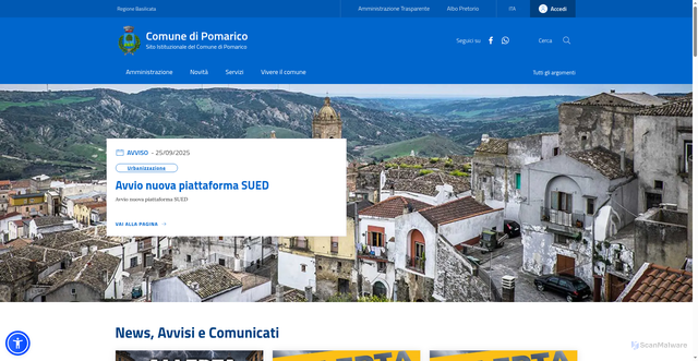 Security scan screenshot of https://www.comune.pomarico.mt.it
