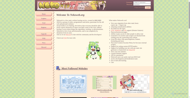Security scan screenshot of https://nekoweb.org
