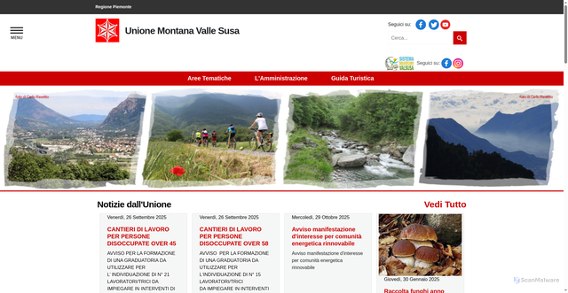 Security scan screenshot of https://www.unionemontanavallesusa.it/
