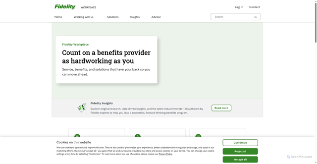 Security scan screenshot of https://www.fidelityworkplace.com/s/