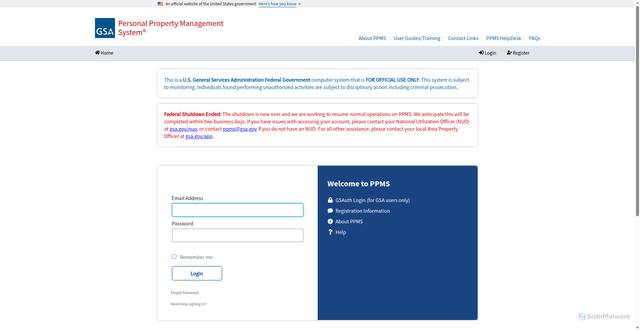Security scan screenshot of https://ppms.gov/