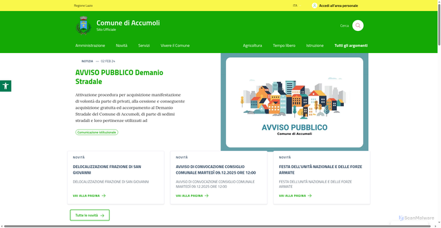 Security scan screenshot of https://www.comune.accumoli.ri.it/