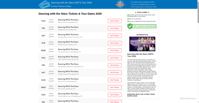 Security scan screenshot of https://www.dancingwithstarstour.com/