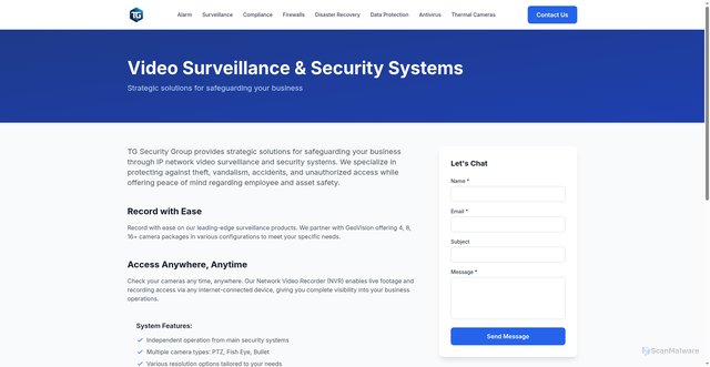 Security scan screenshot of https://tgsecuritygroup.pages.dev/surveillance