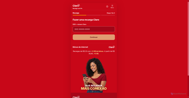 Security scan screenshot of https://recargaonlinebr.vercel.app/