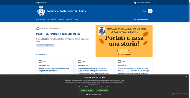Security scan screenshot of https://www.comune.costermanosulgarda.vr.it/it