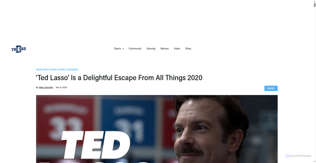 Security scan screenshot of https://www.thedad.com/ted-lasso/