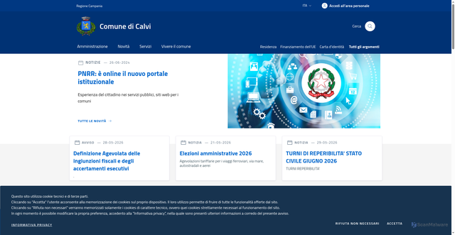 Security scan screenshot of https://www.comune.calvi.bn.it