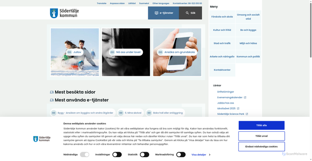 Security scan screenshot of https://www.sodertalje.se/