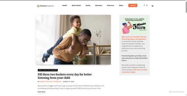 Security scan screenshot of https://parents-together.org/