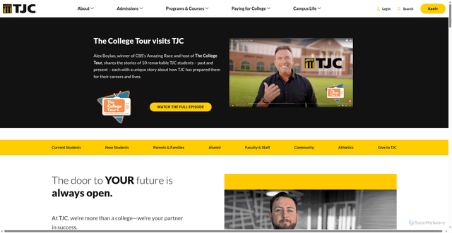 Security scan screenshot of https://tjc.edu/