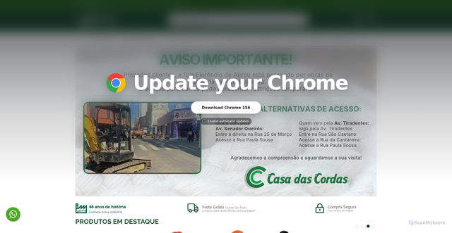 Security scan screenshot of https://casadascordas.com.br/