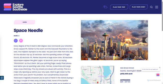 Security scan screenshot of https://www.seattlesouthside.com/directory/space-needle/