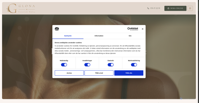 Security scan screenshot of https://glona.se