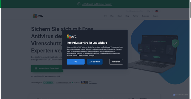 Security scan screenshot of https://www.avg.com