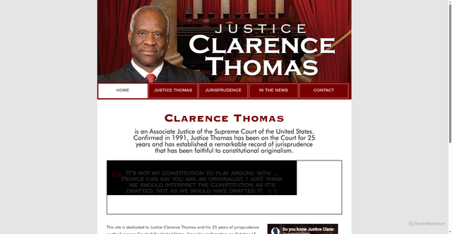 Security scan screenshot of http://justicethomas.us/