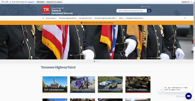 Security scan screenshot of tnhighwaypatrol.gov