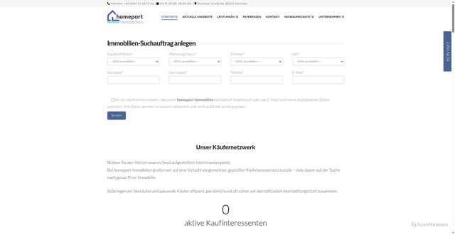 Security scan screenshot of http://homeport-immo.de/