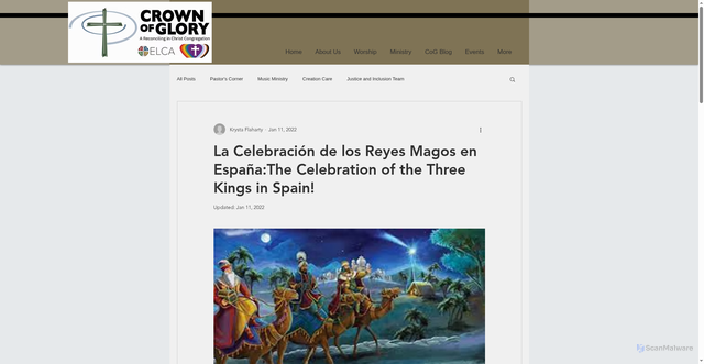 Security scan screenshot of https://www.crownofglory.org/post/la-celebraci%C3%B3n-de-los-reyes-magos-en-espa%C3%B1a-the-celebration-of-the-three-kings-in-spain