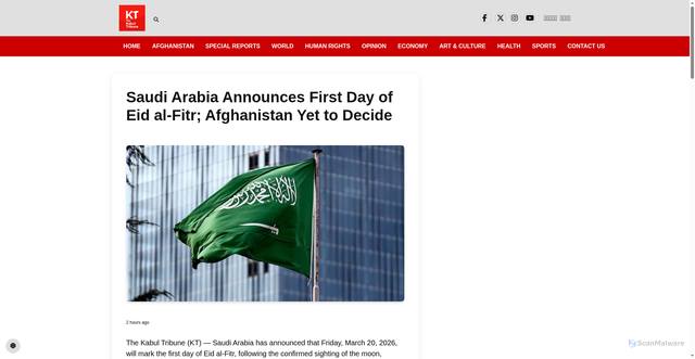 Security scan screenshot of https://thekabultribune.com/en/0006929