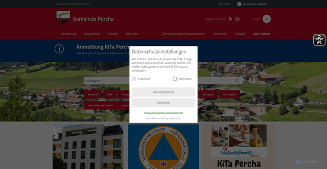 Security scan screenshot of https://www.comune.perca.bz.it/de