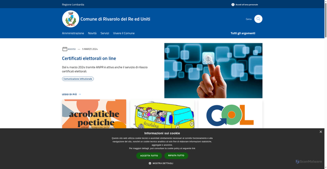 Security scan screenshot of https://www.comune.rivarolodelreeduniti.cr.it/it