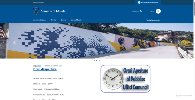 Security scan screenshot of https://www.comune.moiola.cn.it/