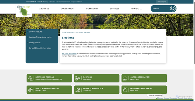 Security scan screenshot of https://www.chippewacountywi.gov/232/Elections