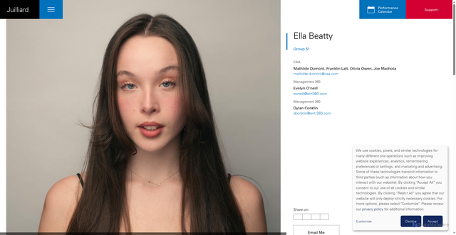 Security scan screenshot of https://www.juilliard.edu/drama/4yr/group-51/ella-beatty