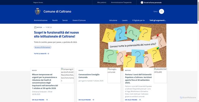 Security scan screenshot of https://www.comune.caltrano.vi.it/
