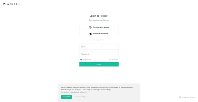Security scan screenshot of https://studio.pixieset.com