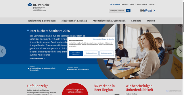 Security scan screenshot of https://www.bg-verkehr.de/