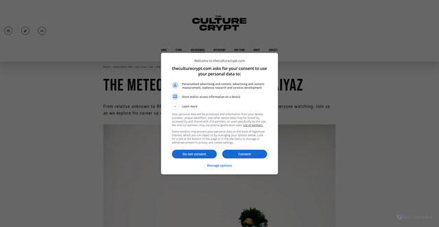 Security scan screenshot of https://www.theculturecrypt.com/posts/the-meteoric-rise-of-brent-faiyaz