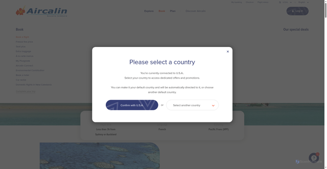 Security scan screenshot of https://us.aircalin.com/en/destinations/pacific/travel-new-caledonia