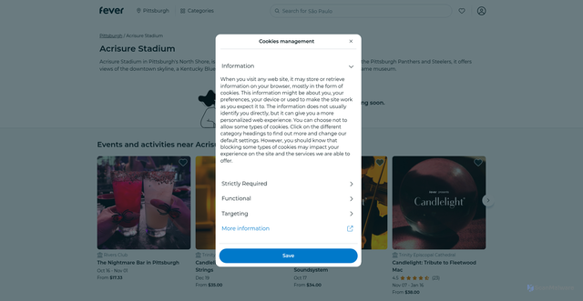 Security scan screenshot of https://feverup.com/en/pittsburgh/venue/acrisure-stadium?srsltid=AfmBOorWgvjUZHLS_j28tCeImOU5tPt4aEFB4q_-jY-bkeKxIPRBvY-o