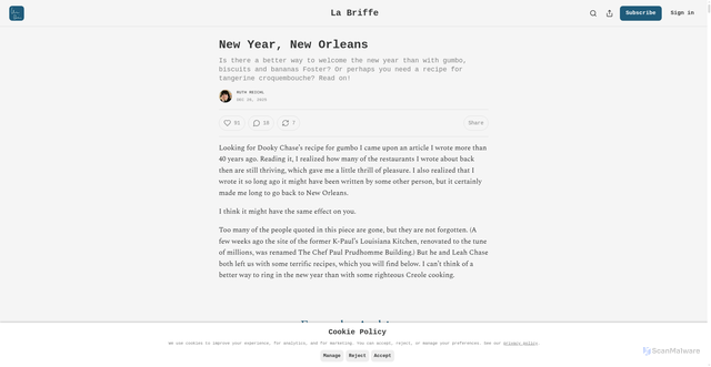 Security scan screenshot of https://ruthreichl.substack.com/p/new-year-new-orleans