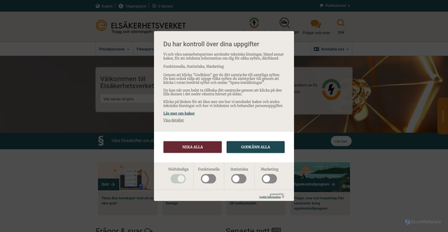 Security scan screenshot of https://www.elsakerhetsverket.se/
