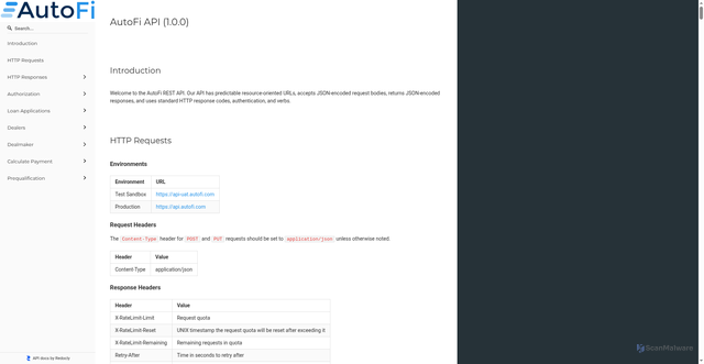 Security scan screenshot of https://api.autofi.com