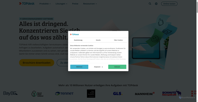 Security scan screenshot of https://topdesk.com