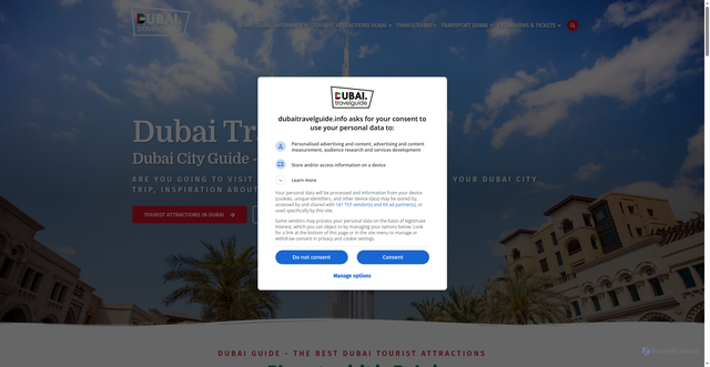 Security scan screenshot of https://www.dubaitravelguide.info/