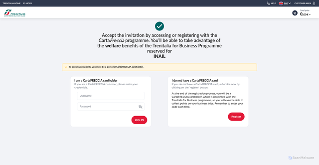 Security scan screenshot of https://www.lefrecce.it/Channels.Website.WEB/#/b2b-loyalty-invite/accept?invitationId=324007&processId=xb3e34ae1-e902-48c5-b1ed-91d2f2575992