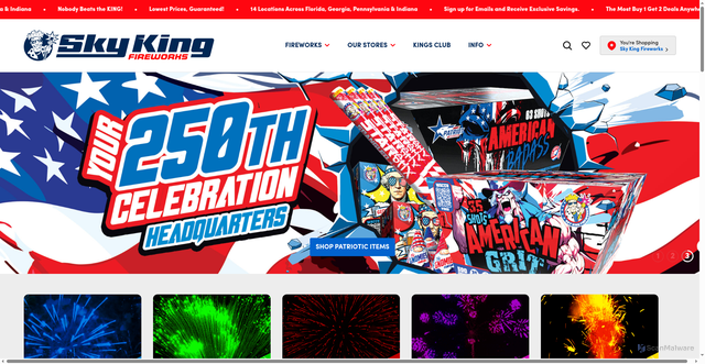 Security scan screenshot of https://skykingfireworks.com/
