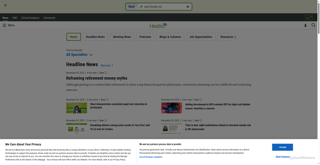Security scan screenshot of https://www.healio.com/
