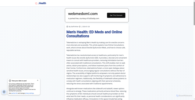 Security scan screenshot of https://webmedxml.com
