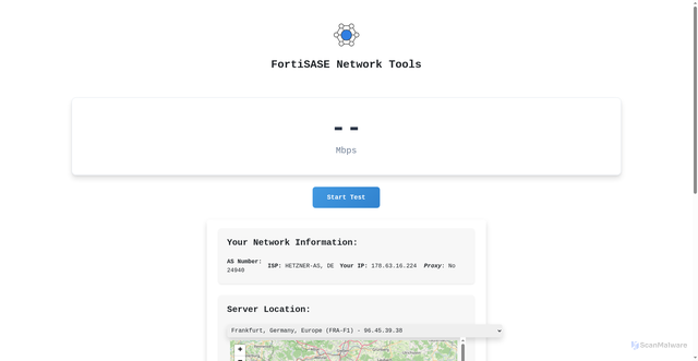 Security scan screenshot of https://speed.fortisase.com