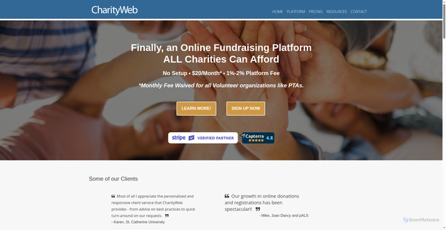 Security scan screenshot of https://www.charityweb.net